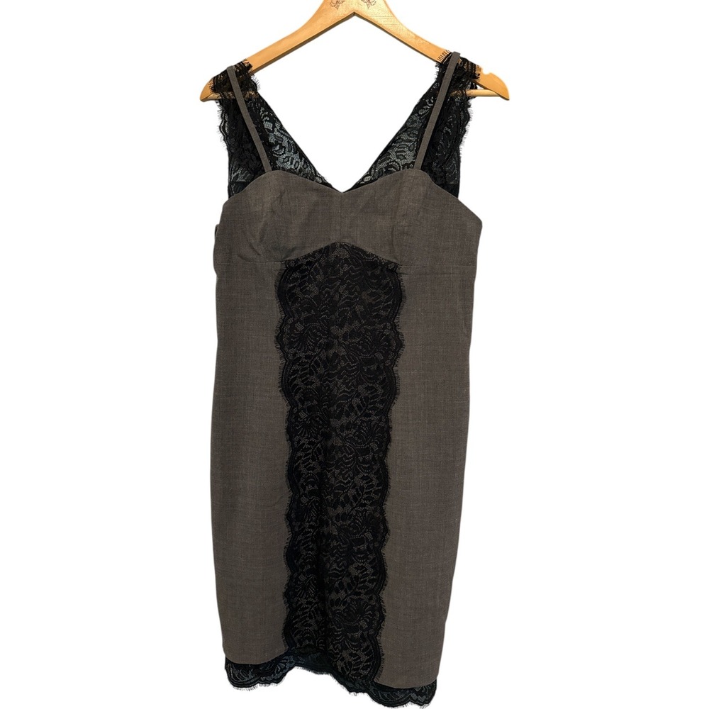 New York & Company‎ Collection Gray Wool Blend Lace Trim Sheath Dress Size 10
